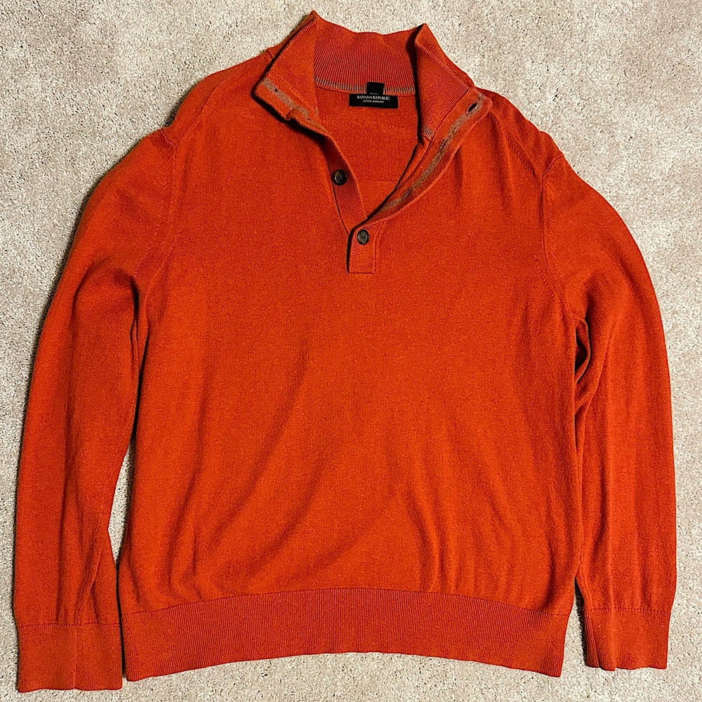 Banana Republic men’s orange rust cotton cashmere sweater size XL